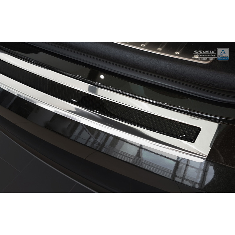 RVS Achterbumperprotector 'Deluxe'  BMW X6 F16 2014-2019 Chroom/Zwart Carbon excl. M-Pakket