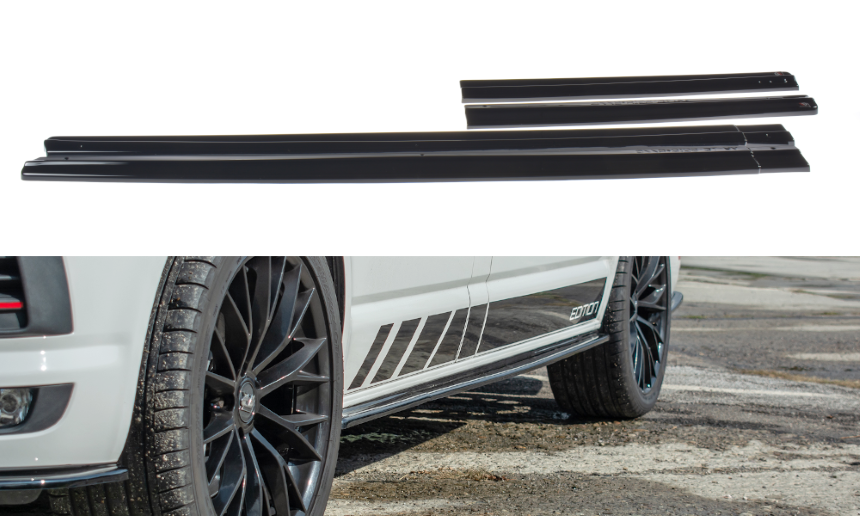 Zijskirts Volkswagen T6 Bus Glans Zwart