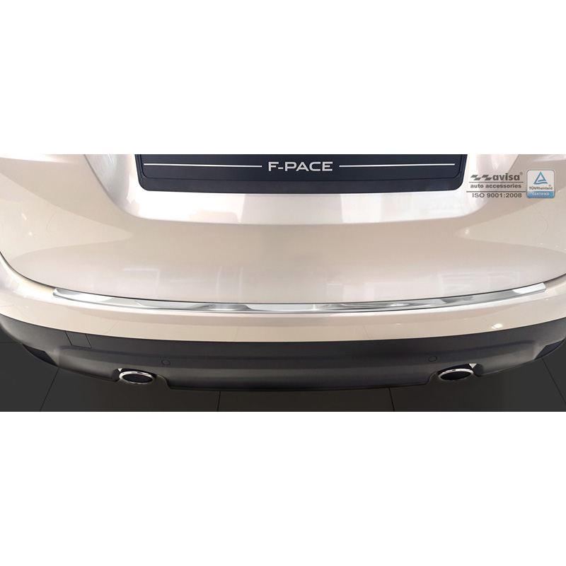 RVS Achterbumperprotector 'Deluxe'  Jaguar F-Pace 2016-2020 & FL 2020- Chroom/Rood-Zwart Carbon