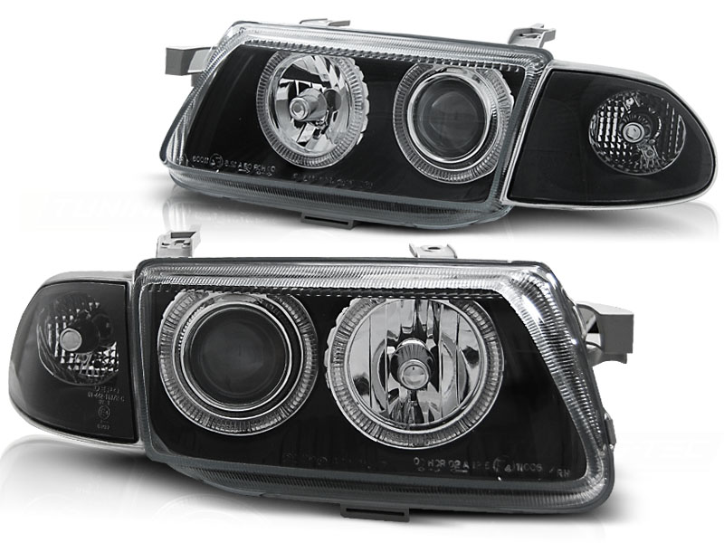 Koplampen Opel Astra F Angel Eyes zwart
