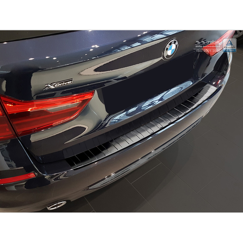 Zwart RVS Achterbumperprotector  BMW 5-Serie G31 Touring 2017-2020 excl. M-Sport 'Ribs'