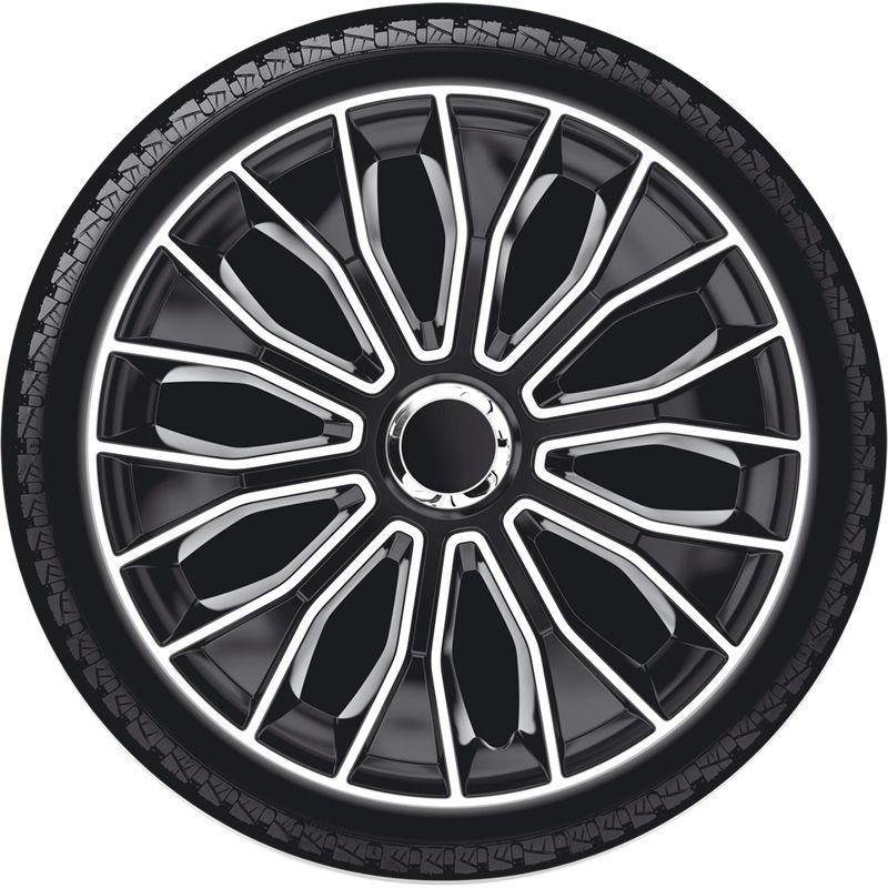 4-Delige Wieldoppenset Voltec Pro 14-inch zwart/wit