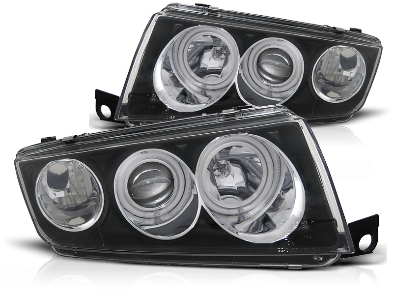 Koplampen Skoda Fabia 99-07 Angel Eyes Zwart