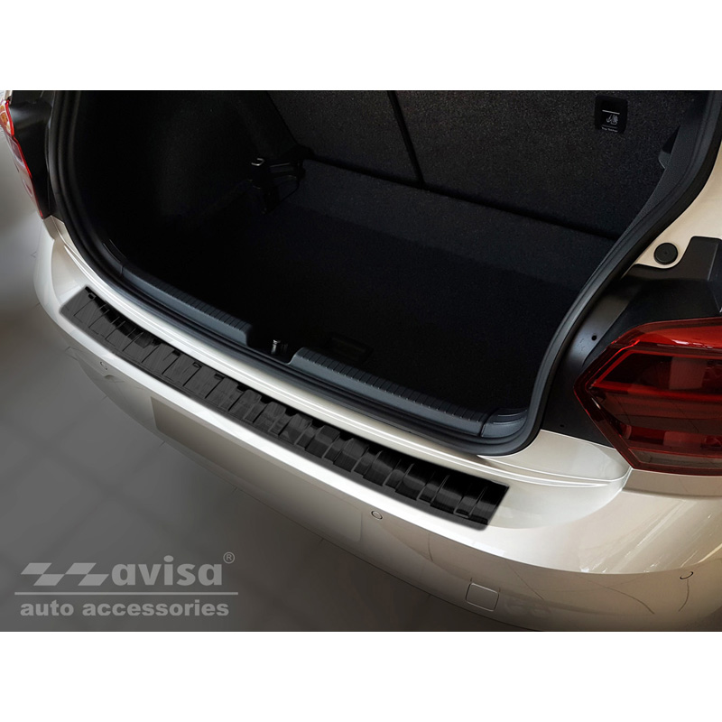 Zwart RVS Achterbumperprotector  Volkswagen Polo VI 5-deurs 2017-2021 & Facelift 2021- 'Ribs'