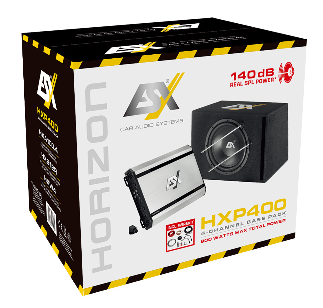 ESX Horizon Bass Pack HXP400 Subwoofer + Versterker  + Kabelskit