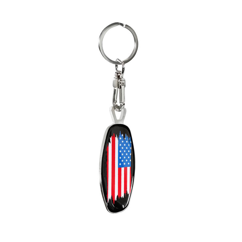 RVS sleutelhanger - Emblem/ Flag Star of David+USA