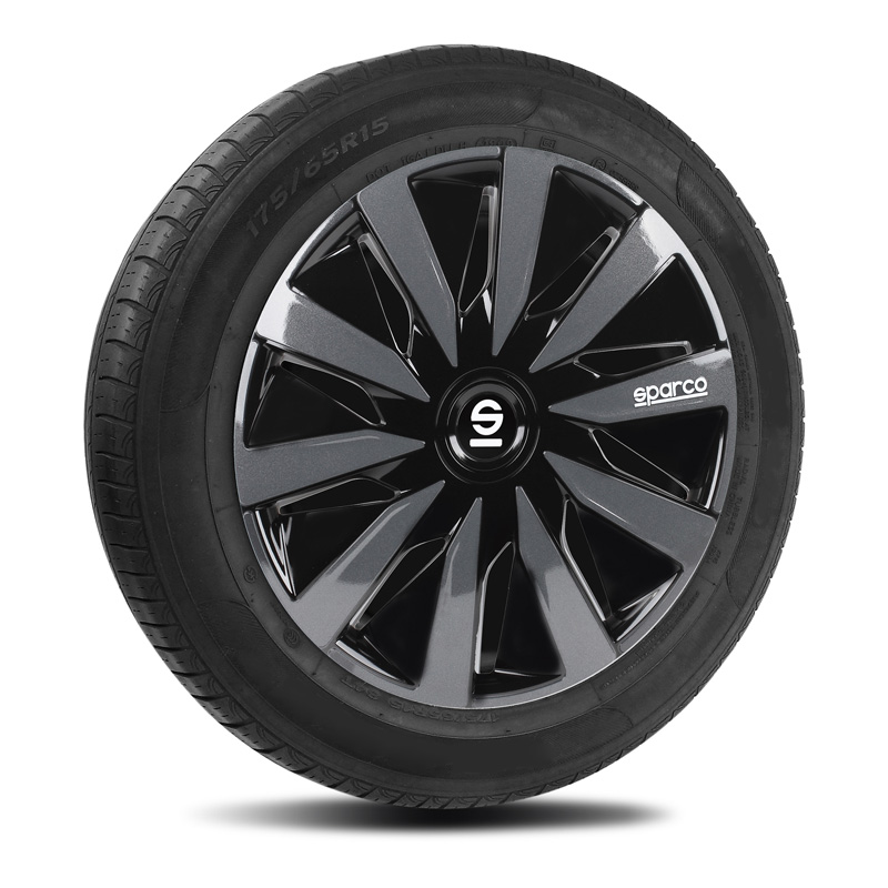 Sparco Wieldoppen Lazio - 14-inch - Zwart/Grijs - Set van 4 stuks