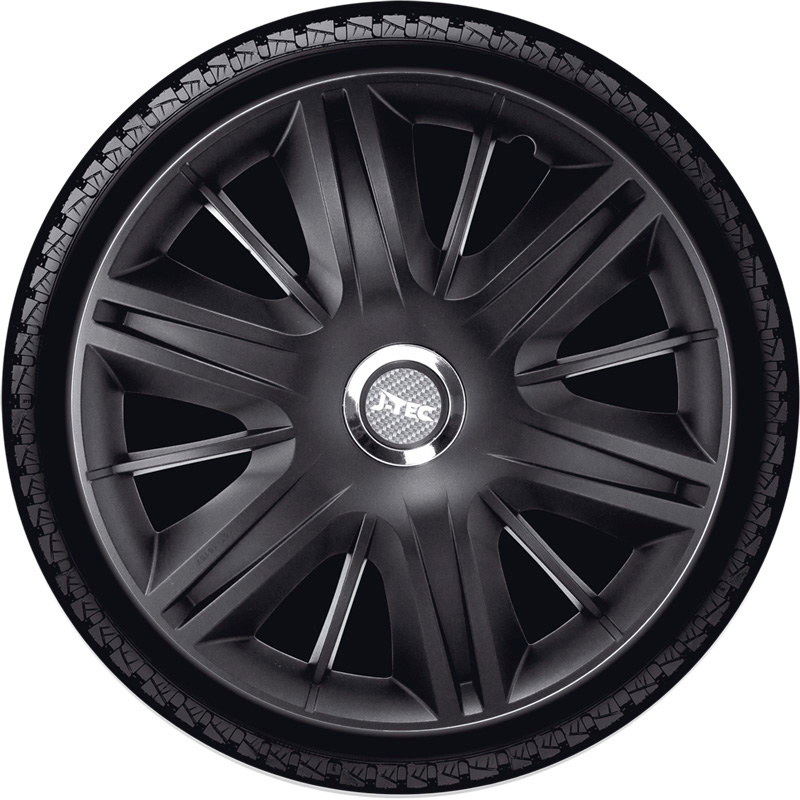 4-Delige J-Tec Wieldoppenset Maximus 15-inch zwart + chroom ring