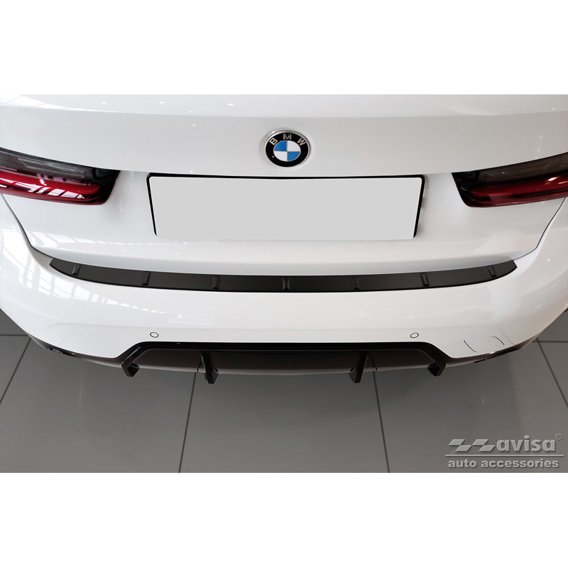 Matzwart RVS Achterbumperprotector  BMW 3-Serie G20 Sedan M-Pakket 2019- 'Ribs'