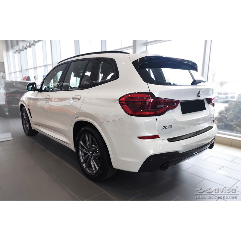 Zwart RVS Achterbumperprotector  BMW X3 G01 M-Pakket 2017-2021 & Facelift 2021- Incl. M Competition 2019-2021 'Ribs'