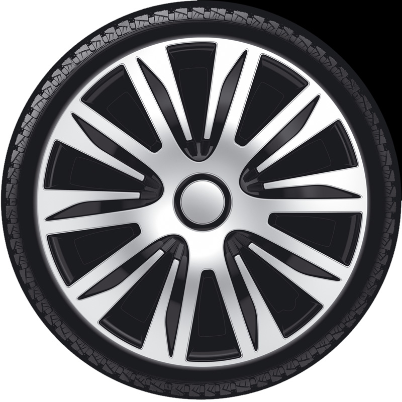 4-Delige Wieldoppenset Nardo 16-inch zilver/zwart