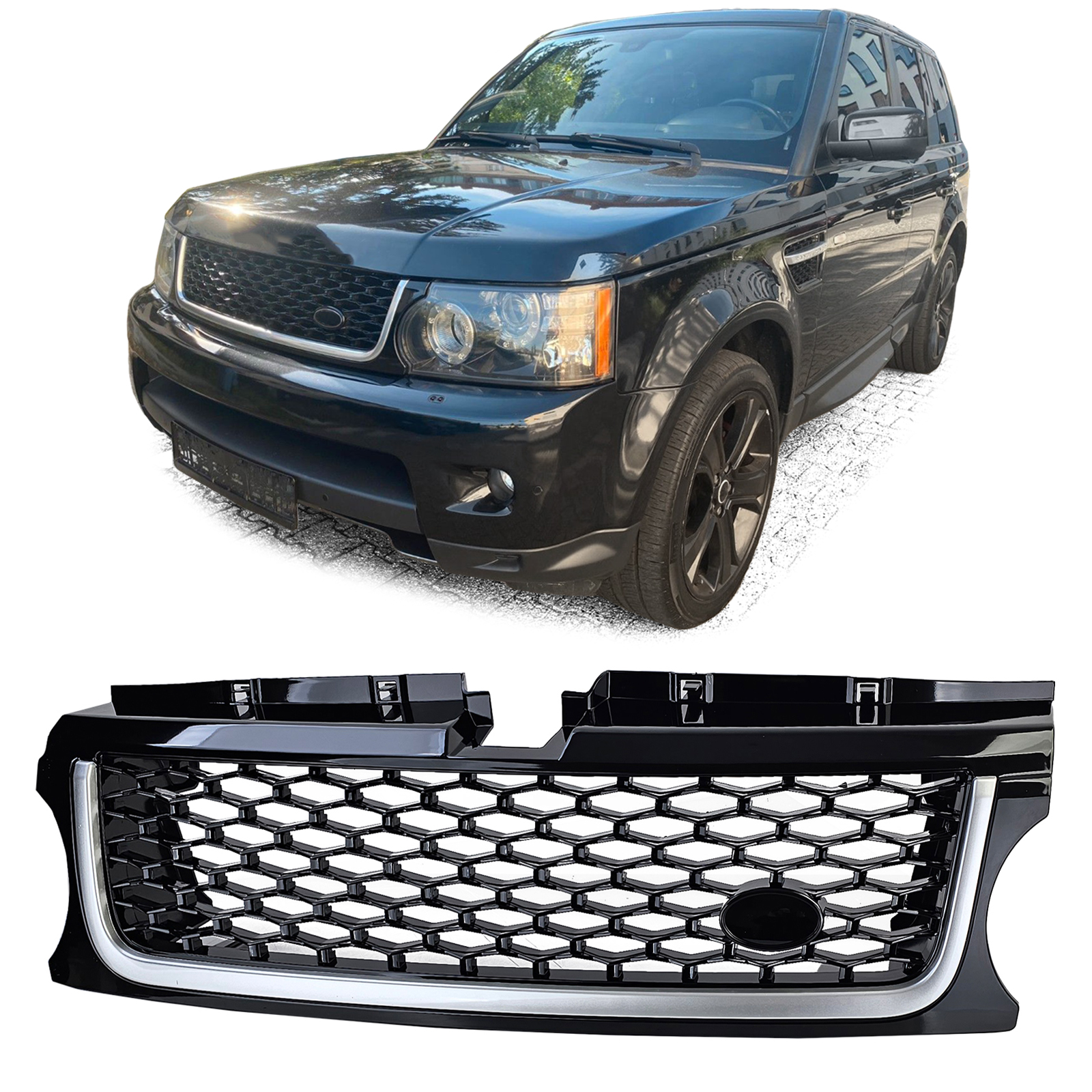 Grill Range Rover Sport L320 Look Facelift Glans Zwart