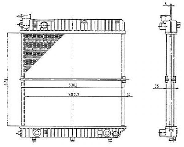 Radiator 207-9.307-9.407-9 86-00 473x530 voor OM 616.617.