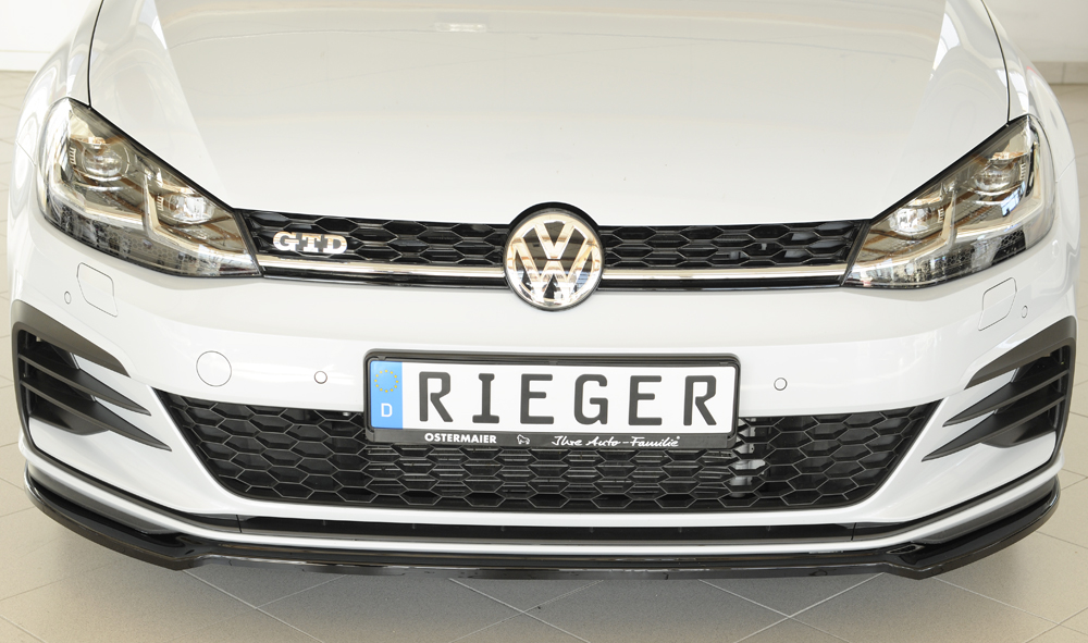 Voorspoiler Volkswagen Golf 7 FL GTI GTD GTE Rieger Glans Zwart