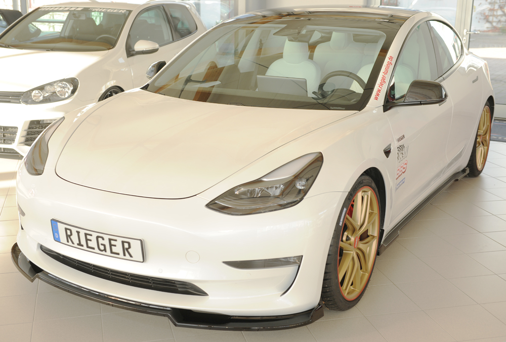 Voorspoiler Tesla Model 3 Rieger Glans Zwart