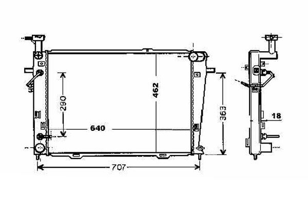 Radiator TUCSON/SPORTAGE 04->> 640x462 2.7I-24V 129kw +/-AC