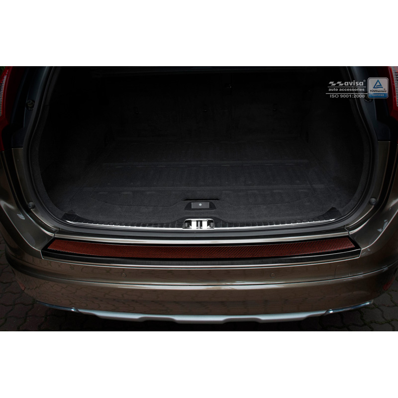 RVS Achterbumperprotector 'Deluxe'  Volvo XC60 2013-2016 Zwart/Rood-Zwart Carbon