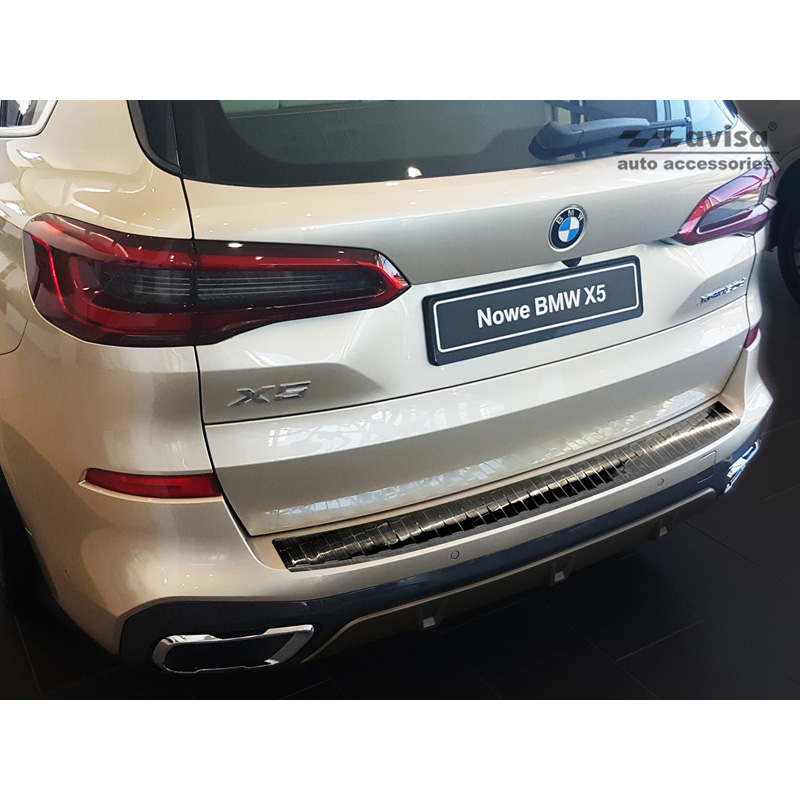 Zwart RVS Achterbumperprotector  BMW X5 (G05) M-Pakket 2018- excl. M-Competition 'Ribs'