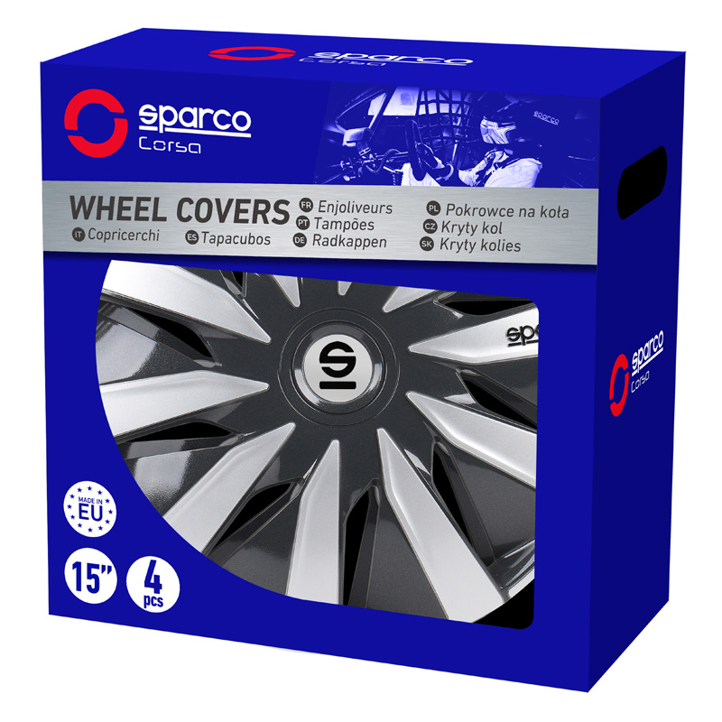 Sparco Wieldoppen Lazio - 13-inch - Grijs/Zilver - Set van 4 stuks