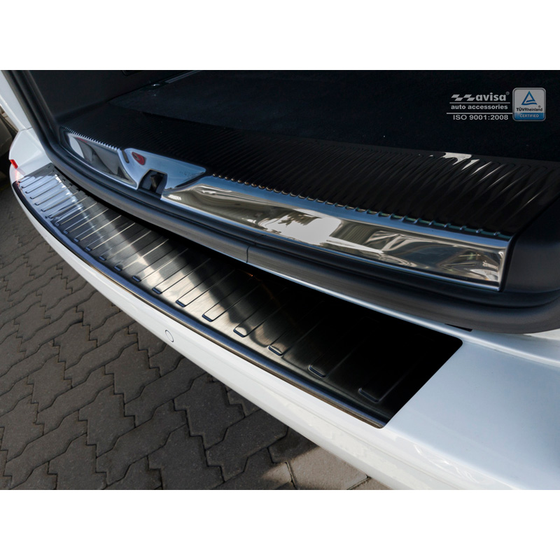 Zwart RVS Achterbumperprotector  Volkswagen Transporter T6 2015-2019 & FL 2019-2020 & T6.1 2020-2022 (met achterklep) 'Ribs'