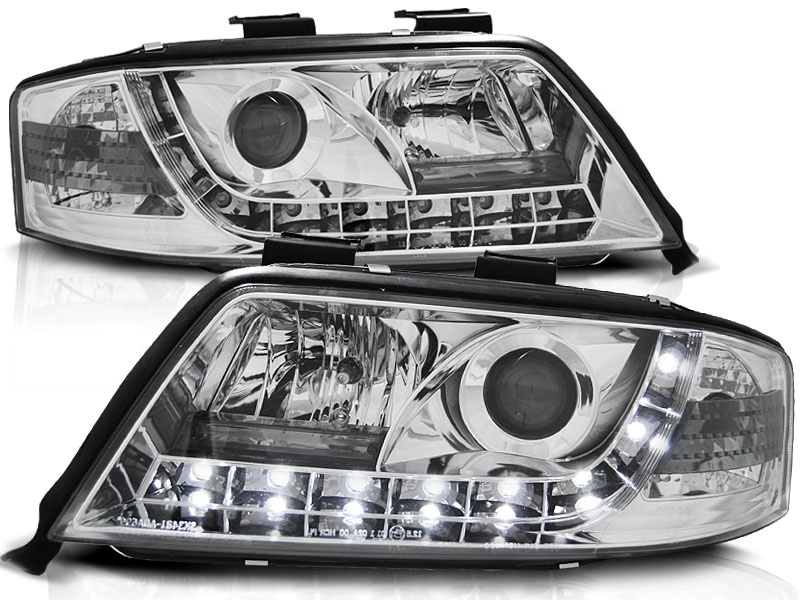 Koplampen Audi A6 4B 97-01 Devil Eyes real DRL LED Chroom