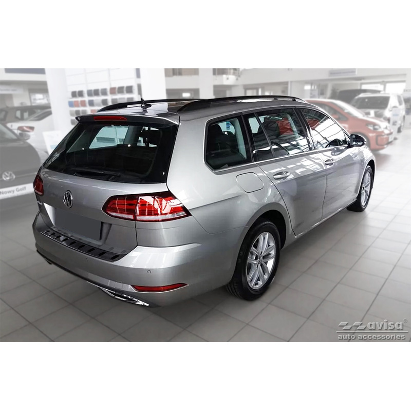Zwart RVS Achterbumperprotector  Volkswagen Golf VII Variant Facelift 2017-2019 (incl. R-Line) 'STRONG EDITION'