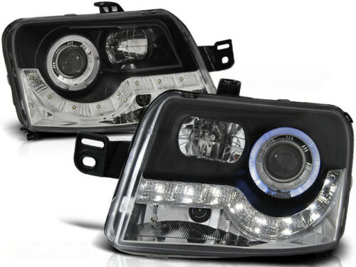 Koplampen Fiat Panda met dagrijverlichting 03-12 zwart