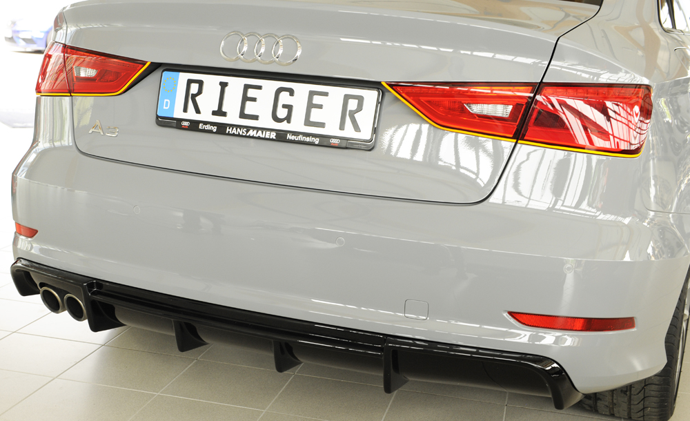 Achter diffusor Rieger Audi A3 8V 12-16 Sedan/Cabrio S-line Glans Zwart