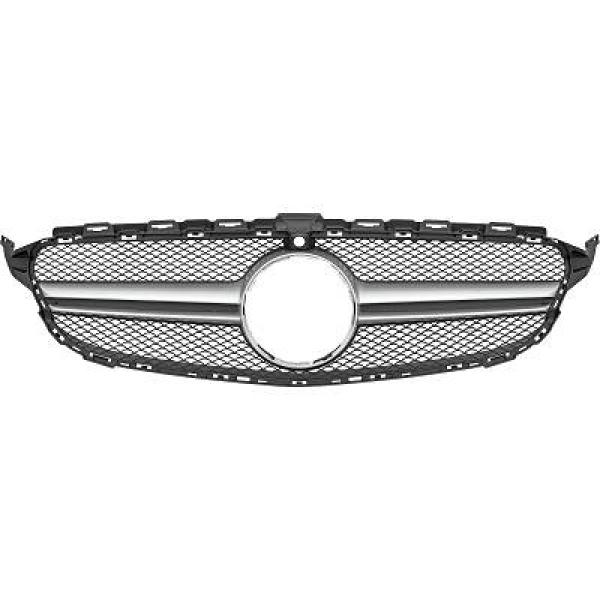 Grill Mercedes W205 13-18 Zwart Alu C63-look Camera