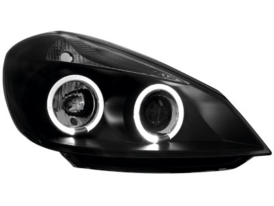 Koplampen Renault Clio 3 05-09 Angel Eyes zwart