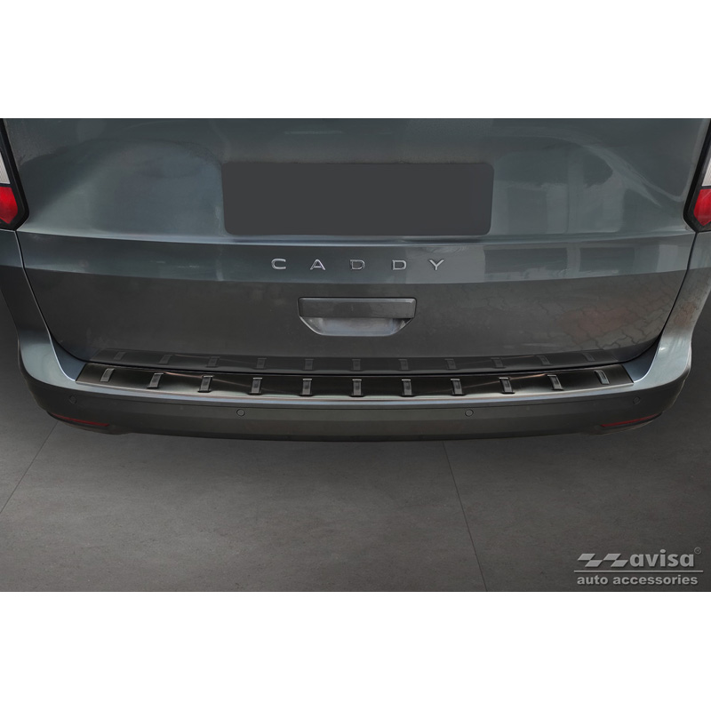 Zwart RVS Achterbumperprotector  Volkswagen Caddy V Cargo & Combi 2020- 'STRONG EDITION'