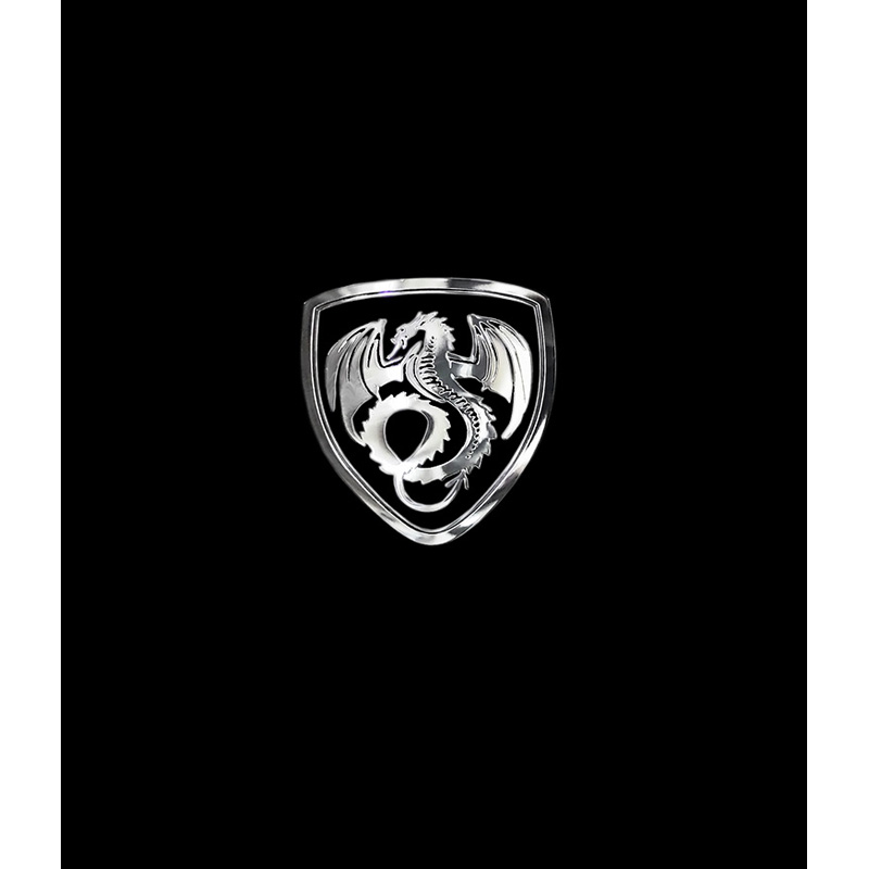 Nikkel Sticker 'Dragon in a shield' - 50x45mm