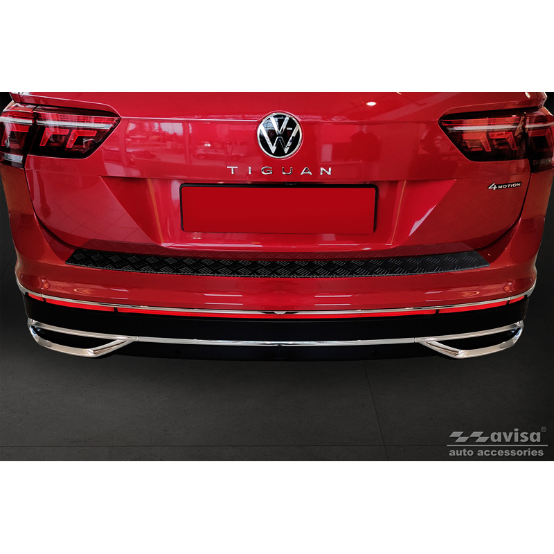 Matzwart Aluminium Achterbumperprotector  Volkswagen Tiguan II incl. Allspace & R-Line 2016-2020 & FL 2020-2024 'Riffled Plate'