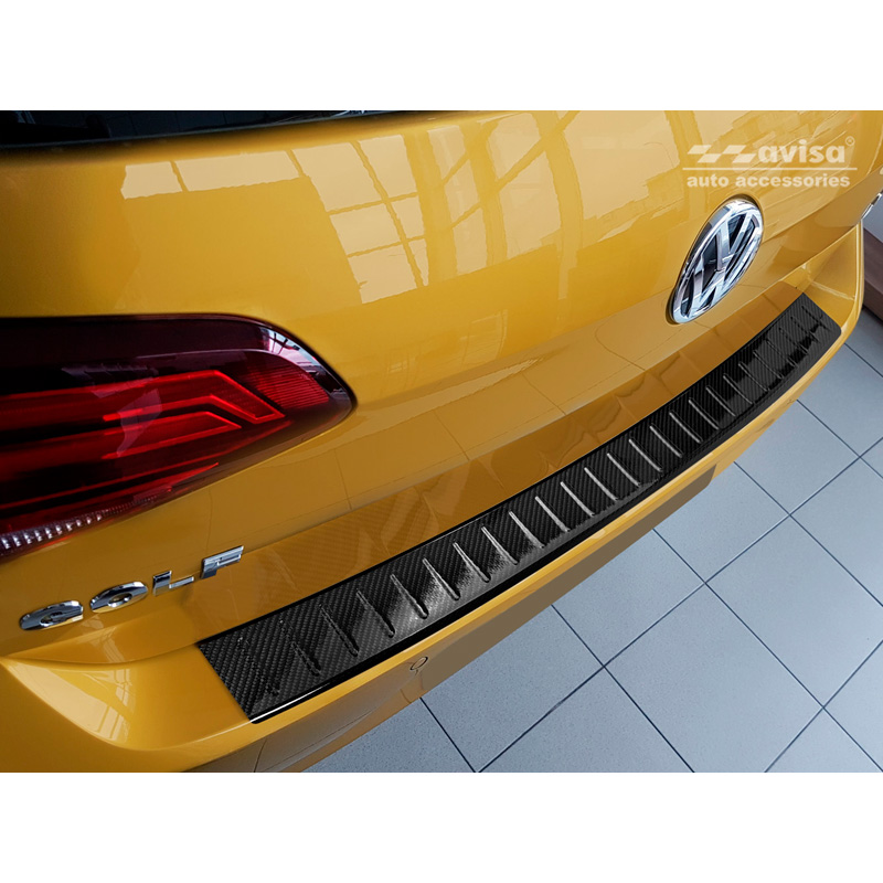 Echt 3D Carbon Achterbumperprotector  Volkswagen Golf VII HB 3/5-deurs 2012-2017 & FL 2017-2019 'Ribs'