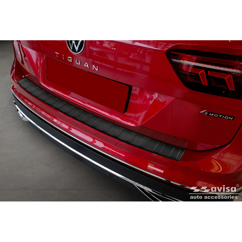 Matzwart RVS Achterbumperprotector  Volkswagen Tiguan II / Allspace incl. Facelift & R-Line 2016-2020 / 2020-2024 'Ribs'
