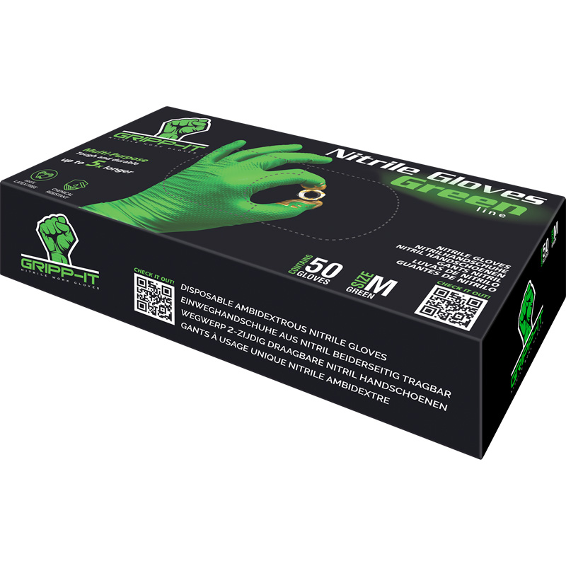 Gripp-It nitril handschoenen - maat M - Groen - dispenserdoos à 50 stuks