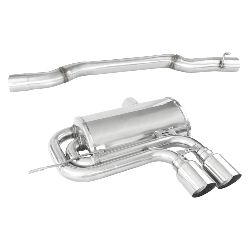 100% RVS Sportuitlaat  Mini Cooper F55/F56 2.0S 192pk / JCW 231pk 2014- Ø70mm 2x90mm Racing